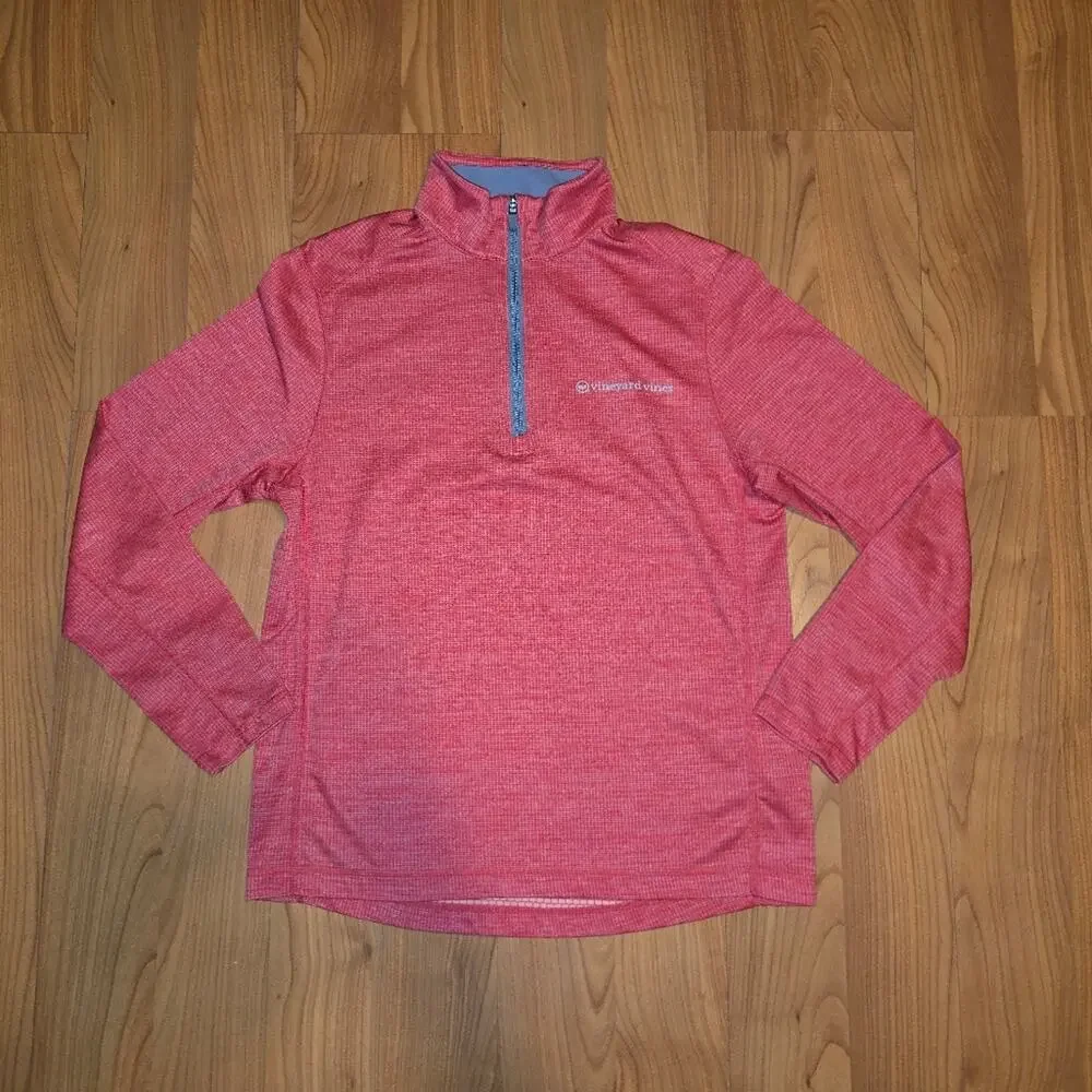 Vineyard Vines Mens Coral Zip-Up Sweater